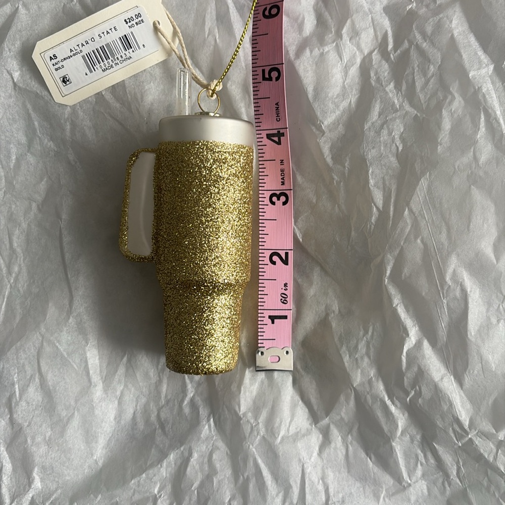 Sparkly Gold KAIT CUP (Stanley) Hanging Ornament - Picture 6 of 9